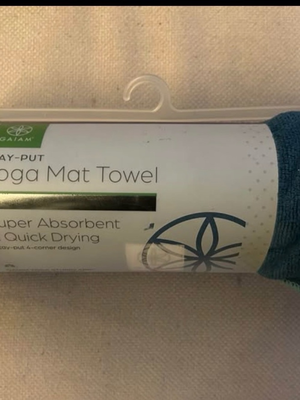 GAIAM Teal Blue Yoga Mat Towel - Super Absorbent